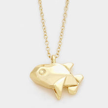 Load image into Gallery viewer, Gold Origami fish pendant necklace
