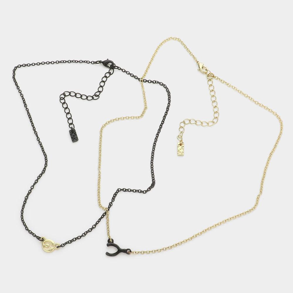 Gold 2PCS - Wishbone pendant necklaces - Jewelry Store by Erik Rayo