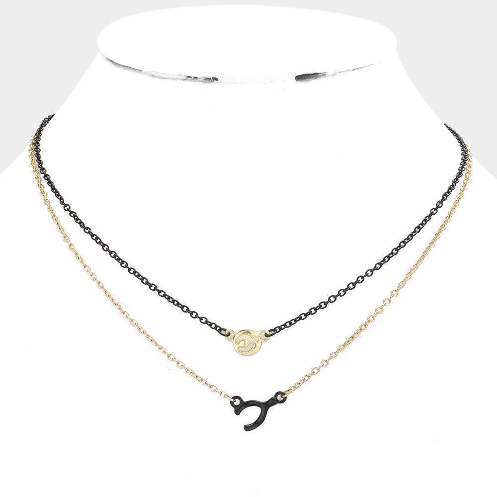Gold 2PCS - Wishbone pendant necklaces - Jewelry Store by Erik Rayo