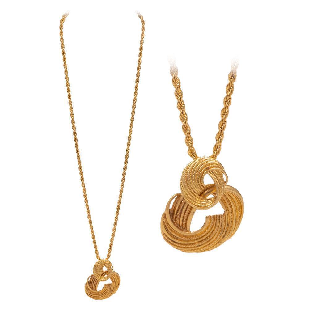 Gold Abstract Metal Link Pendant Long Necklace - Jewelry Store by Erik Rayo