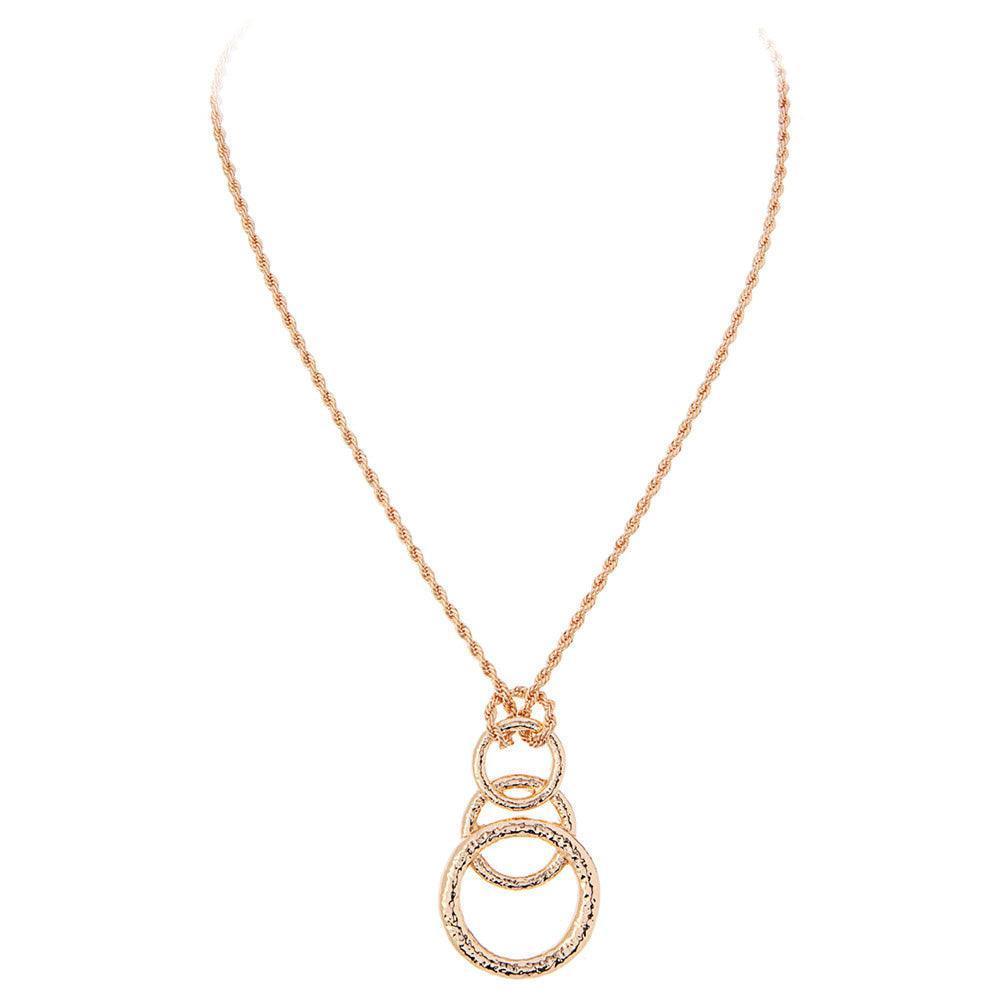 Gold Triple Open Metal Circle Link Pendant Necklace - Jewelry Store by Erik Rayo