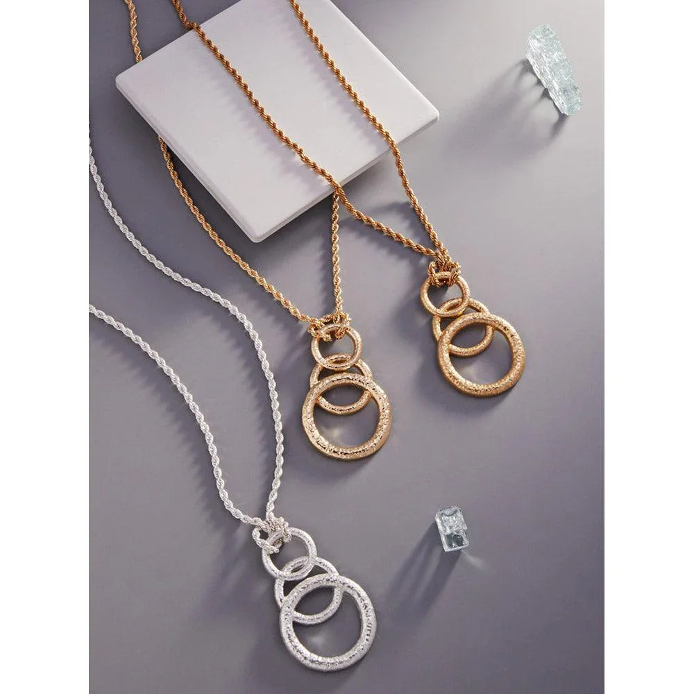 Gold Triple Open Metal Circle Link Pendant Necklace - Jewelry Store by Erik Rayo