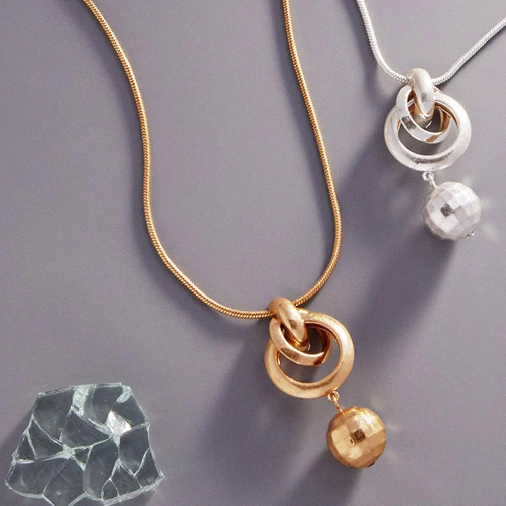 Gold Open Metal Circle Ball Link Pendant Necklace - Jewelry Store by Erik Rayo