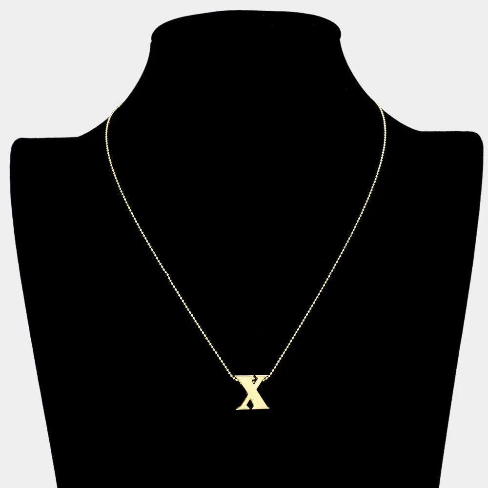 Letter X Metal Monogram Pendant Necklace - Jewelry Store by Erik Rayo