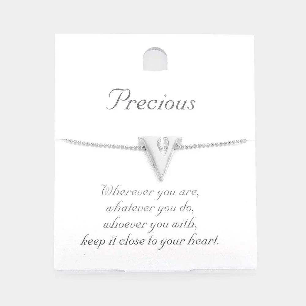 Letter V Metal Monogram Pendant Necklace - Jewelry Store by Erik Rayo