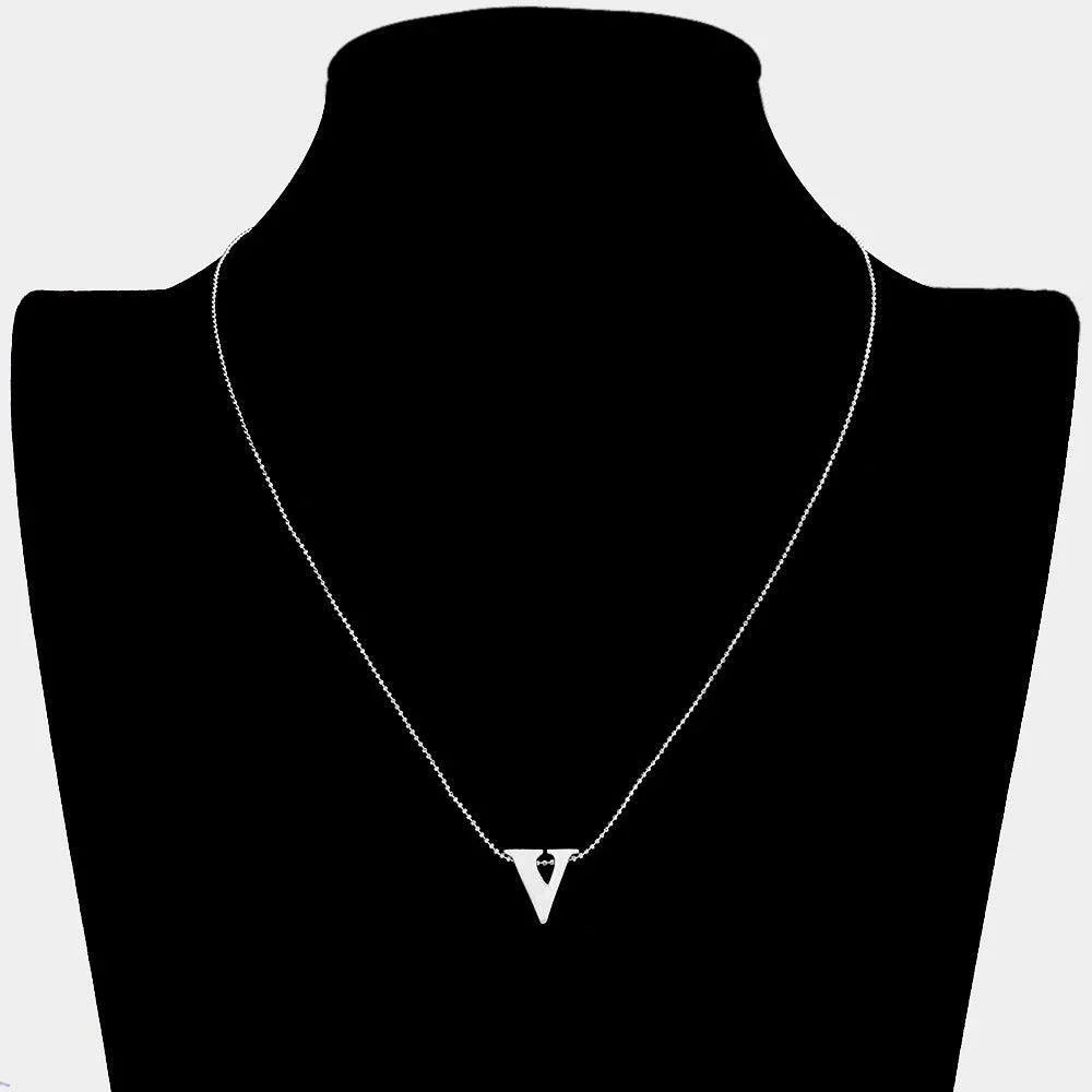 Letter V Metal Monogram Pendant Necklace - Jewelry Store by Erik Rayo