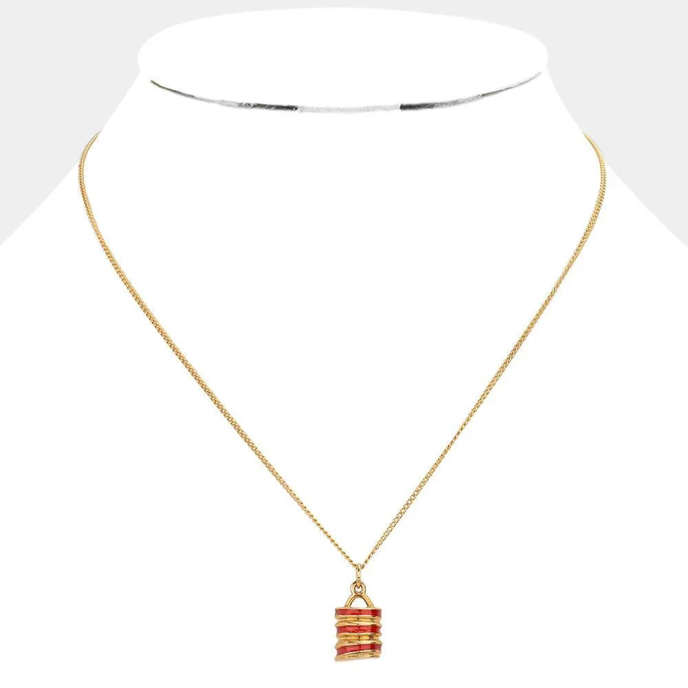 Red Enamel Metal Pendant Necklace - Jewelry Store by Erik Rayo
