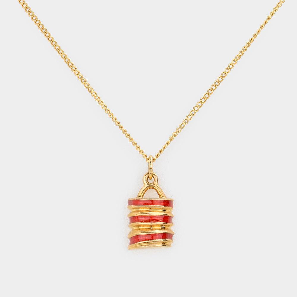 Red Enamel Metal Pendant Necklace - Jewelry Store by Erik Rayo