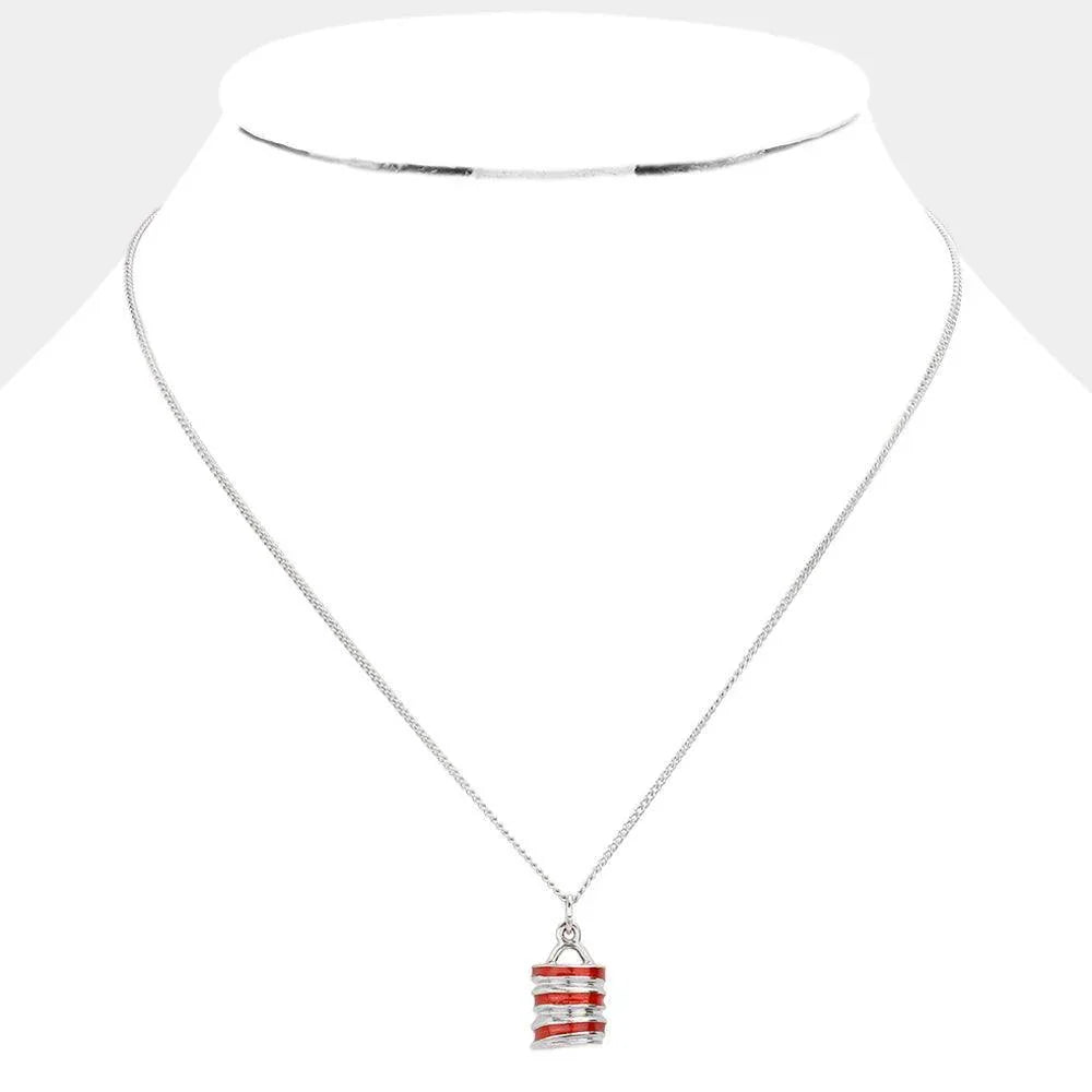 Red Enamel Metal Pendant Necklace - Jewelry Store by Erik Rayo