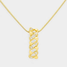 Load image into Gallery viewer, Gold Geometric Rhinestone Pendant Necklace
