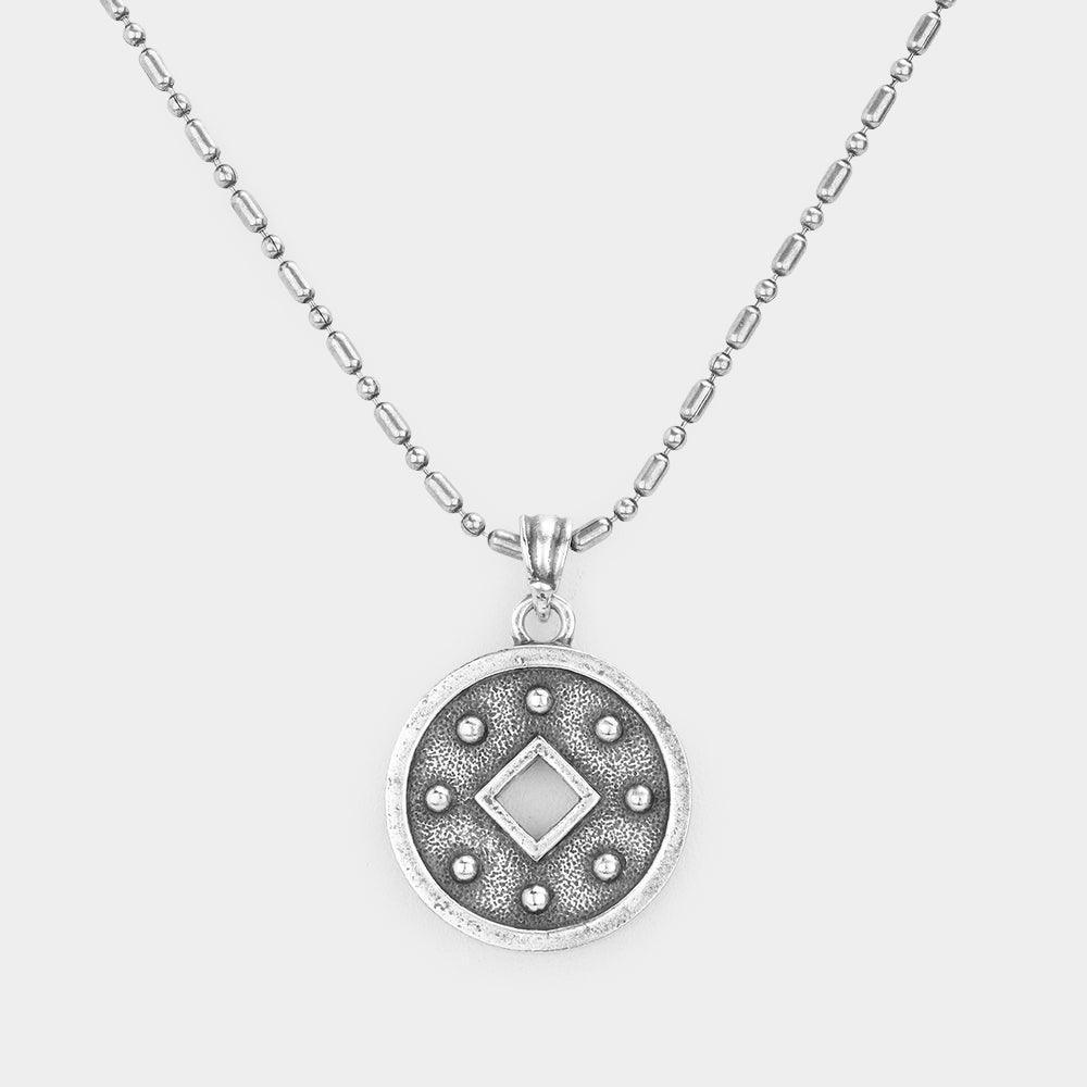 Embossed Metal Pendant Necklace - Jewelry Store by Erik Rayo