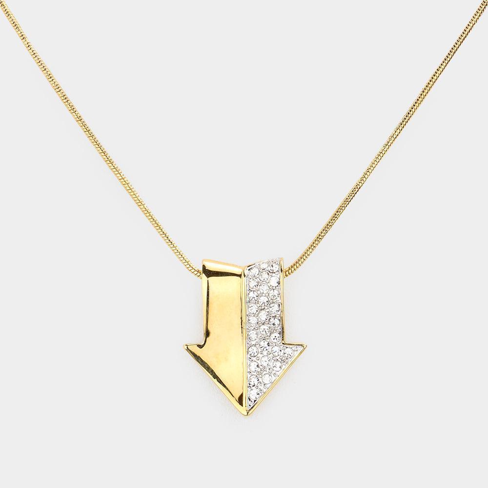 Gold Half pave arrow pendant necklace - Jewelry Store by Erik Rayo