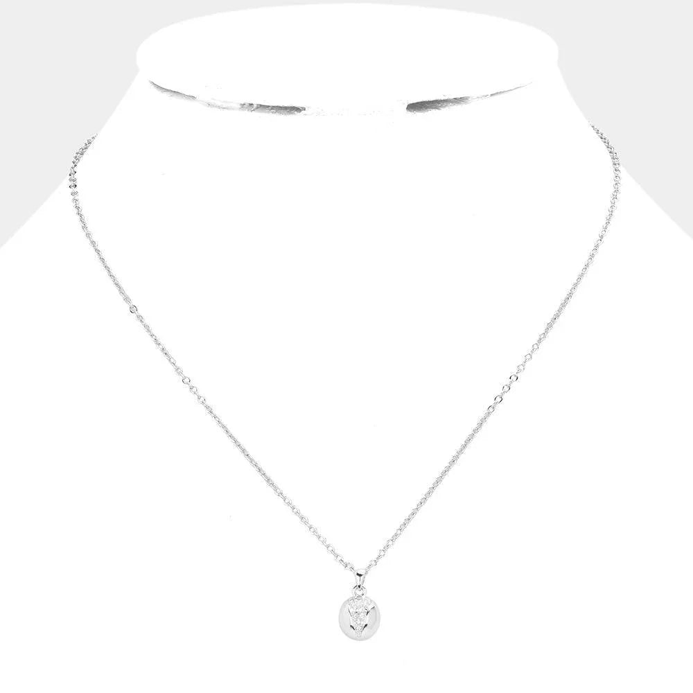 Rhinestone Embellished Oval Pendant Necklace - Jewelry Store by Erik Rayo