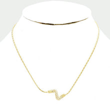 Load image into Gallery viewer, Gold Rhinestone Wavy Metal Pendant Necklace
