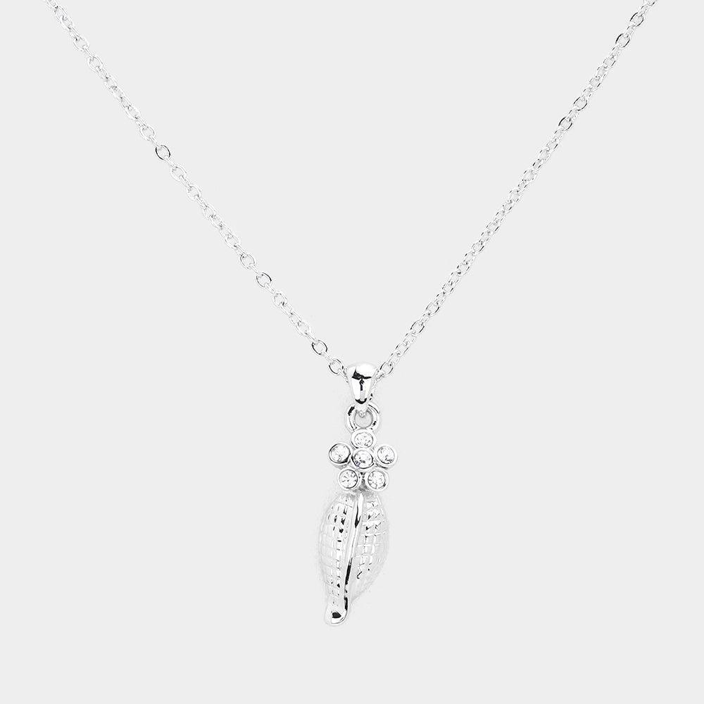 Rhinestone Embellished Flower Pendant Necklace - Jewelry Store by Erik Rayo