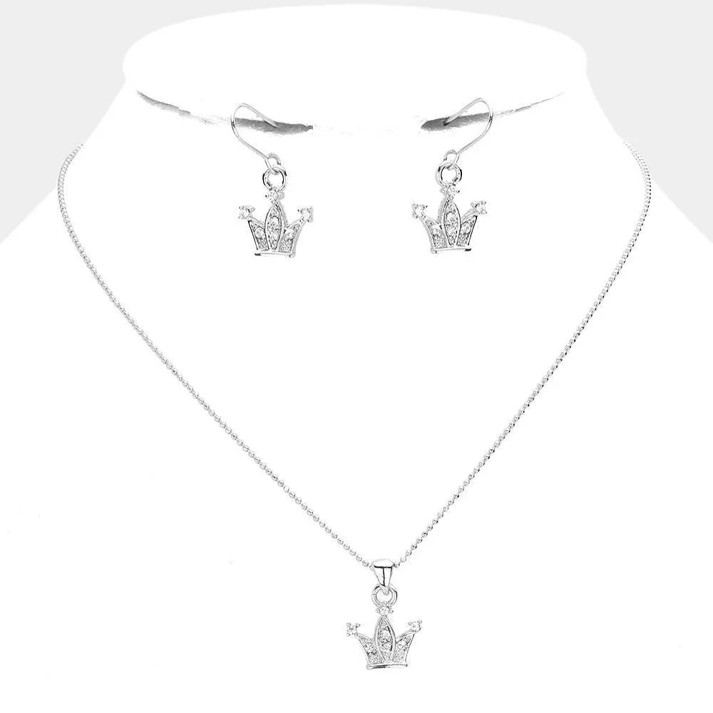 Rhinestone Embellished Crown Pendant Necklace - Jewelry Store by Erik Rayo