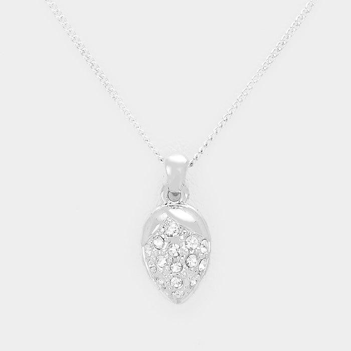 Clear Rhinestone Teardrop Pendant Necklace