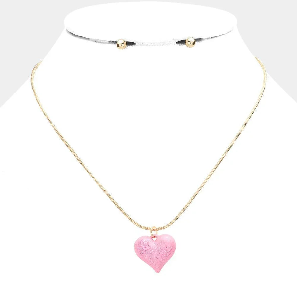 Pink Heart Pendant Necklace - Jewelry Store by Erik Rayo