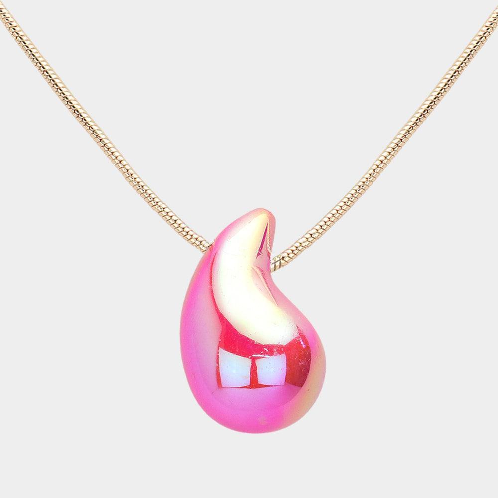 Red Metallic Teardrop Pendant Necklace - Jewelry Store by Erik Rayo