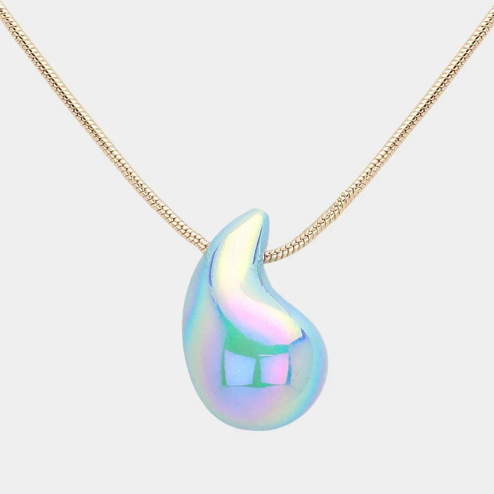 Blue Metallic Teardrop Pendant Necklace - Jewelry Store by Erik Rayo