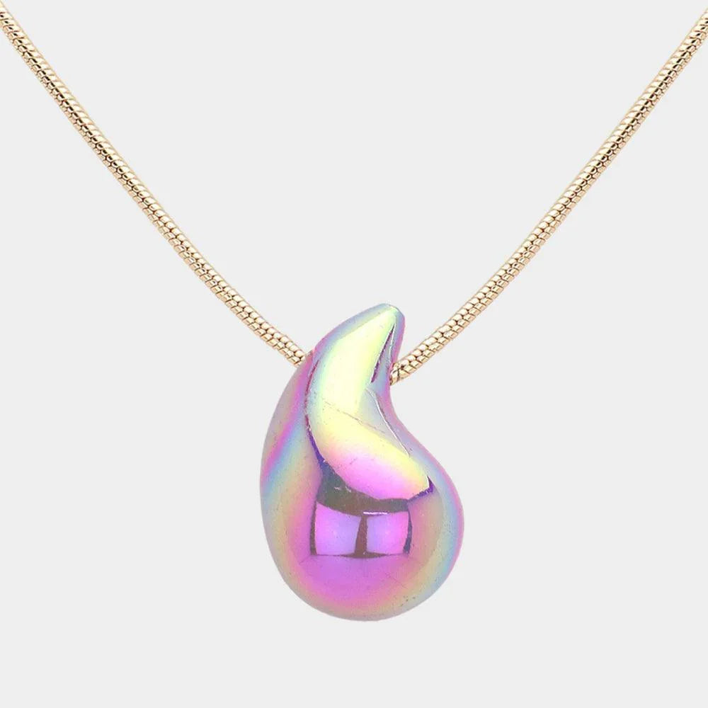 Lavender Metallic Teardrop Pendant Necklace - Jewelry Store by Erik Rayo