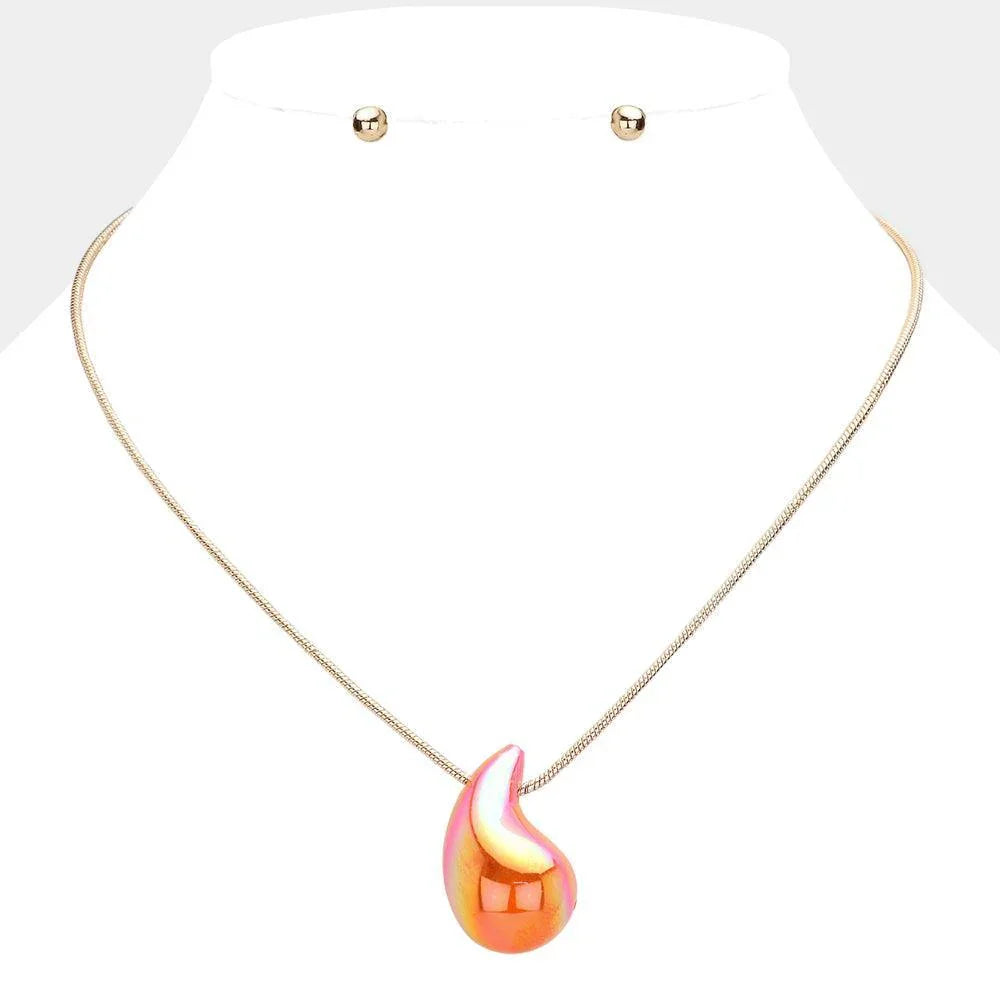 Metallic Teardrop Pendant Necklace - Jewelry Store by Erik Rayo