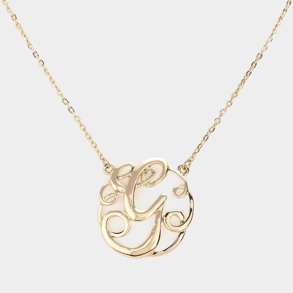 Gold 'G' Circle Script Monogram Pendant Necklace - Jewelry Store by Erik Rayo
