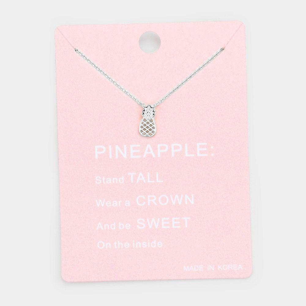 Clear Rhinestone Pineapple Pendant Necklace