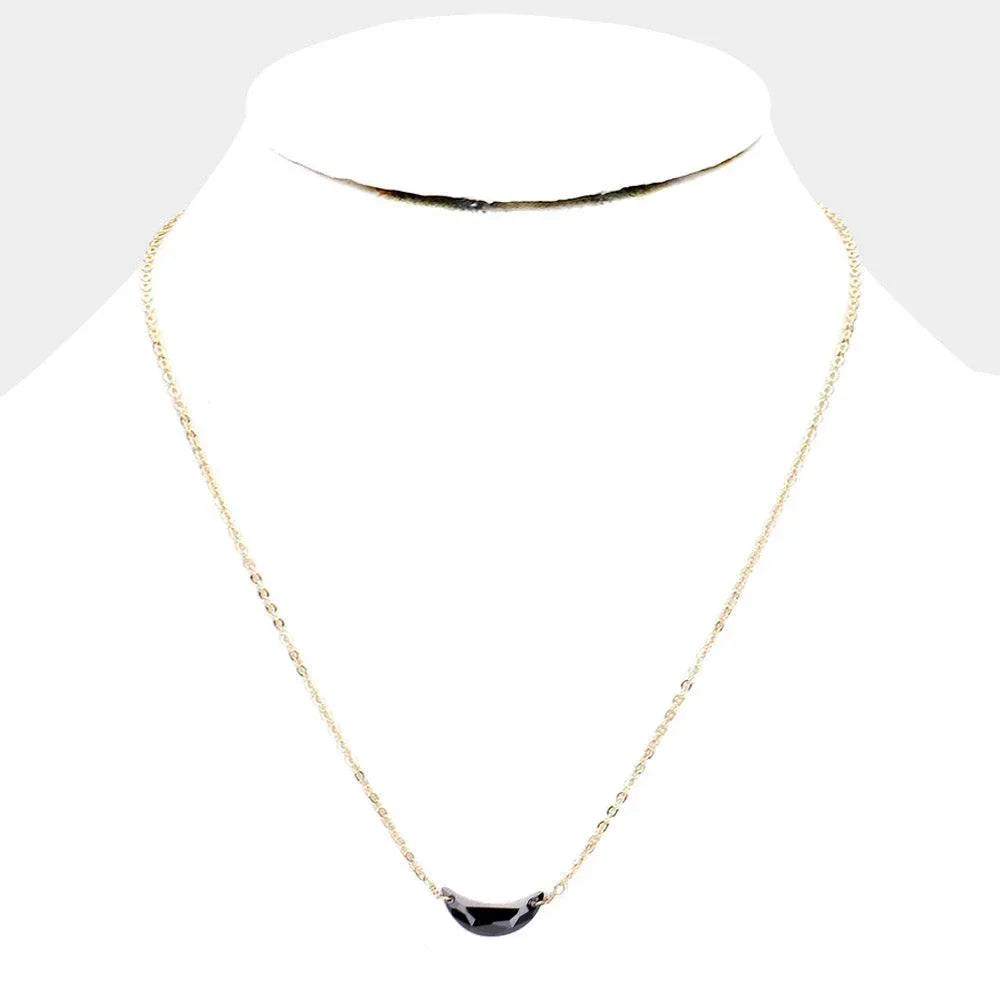 Gold Cubic Zirconia Crescent Moon Pendant Necklace - Jewelry Store by Erik Rayo