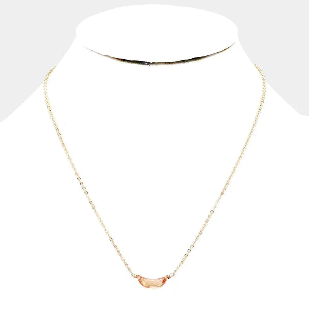 Peach Cubic Zirconia Crescent Moon Pendant Necklace - Jewelry Store by Erik Rayo