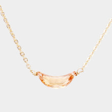 Load image into Gallery viewer, Peach Cubic Zirconia Crescent Moon Pendant Necklace
