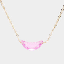 Load image into Gallery viewer, Pink Cubic Zirconia Crescent Moon Pendant Necklace
