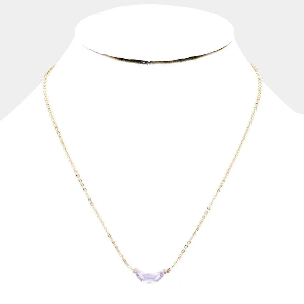 Purple Cubic Zirconia Crescent Moon Pendant Necklace - Jewelry Store by Erik Rayo