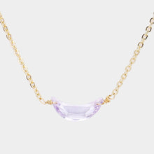 Load image into Gallery viewer, Purple Cubic Zirconia Crescent Moon Pendant Necklace
