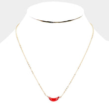 Load image into Gallery viewer, Red Cubic Zirconia Crescent Moon Pendant Necklace
