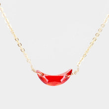 Load image into Gallery viewer, Red Cubic Zirconia Crescent Moon Pendant Necklace
