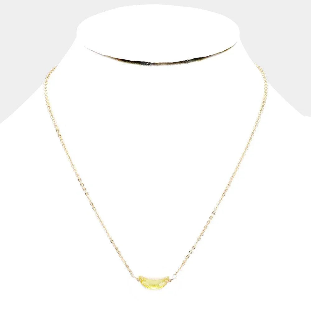 Yellow Cubic Zirconia Crescent Moon Pendant Necklace - Jewelry Store by Erik Rayo