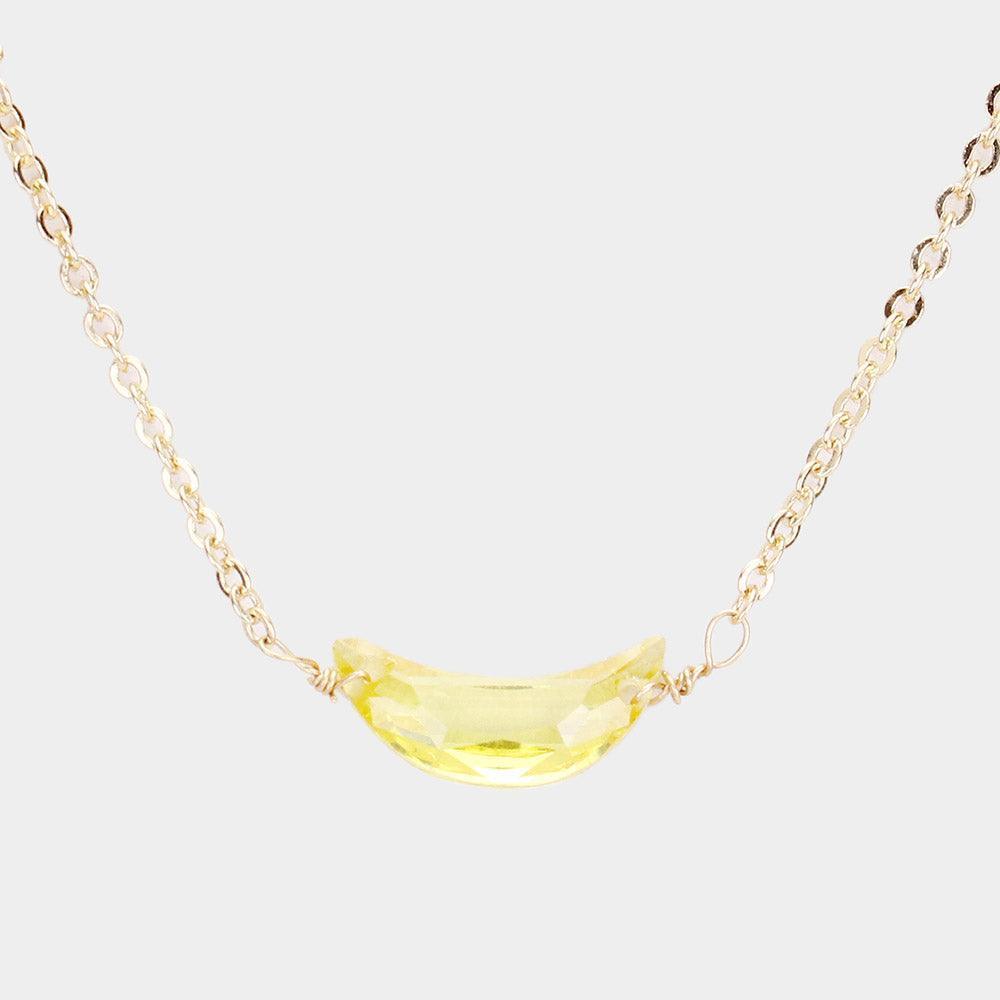 Yellow Cubic Zirconia Crescent Moon Pendant Necklace - Jewelry Store by Erik Rayo