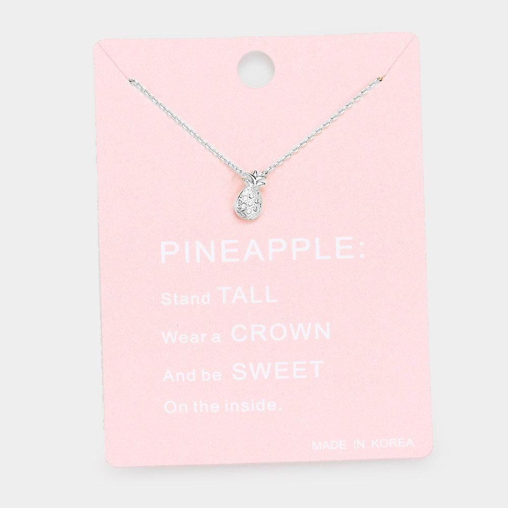 Clear Rhinestone Pineapple Pendant Necklace