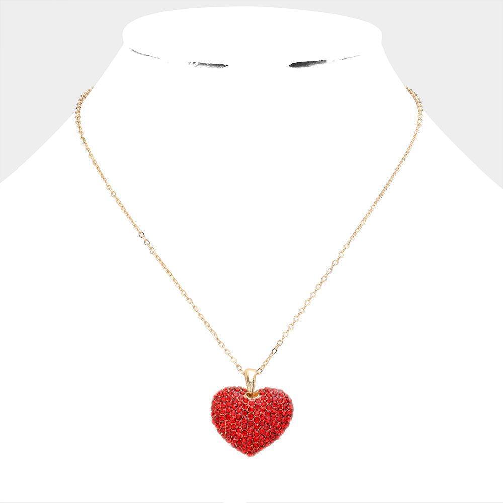 Rhinestone Embellished Heart Pendant Necklace - Jewelry Store by Erik Rayo