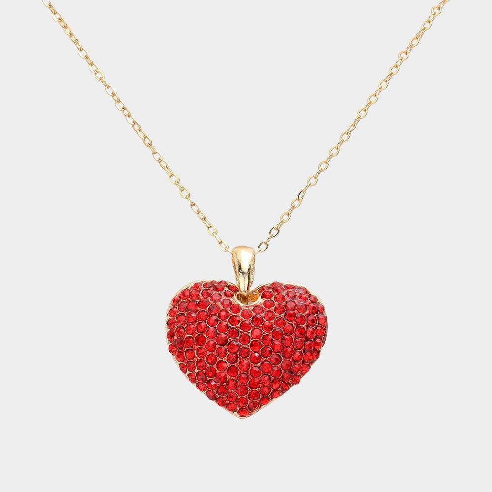 Rhinestone Embellished Heart Pendant Necklace - Jewelry Store by Erik Rayo