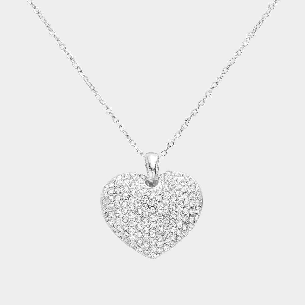 Rhinestone Embellished Heart Pendant Necklace - Jewelry Store by Erik Rayo