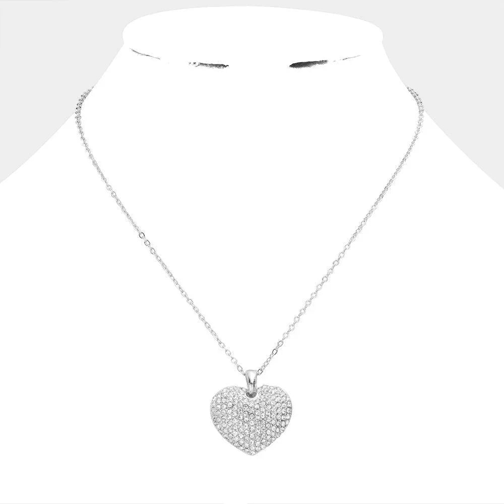 Rhinestone Embellished Heart Pendant Necklace - Jewelry Store by Erik Rayo
