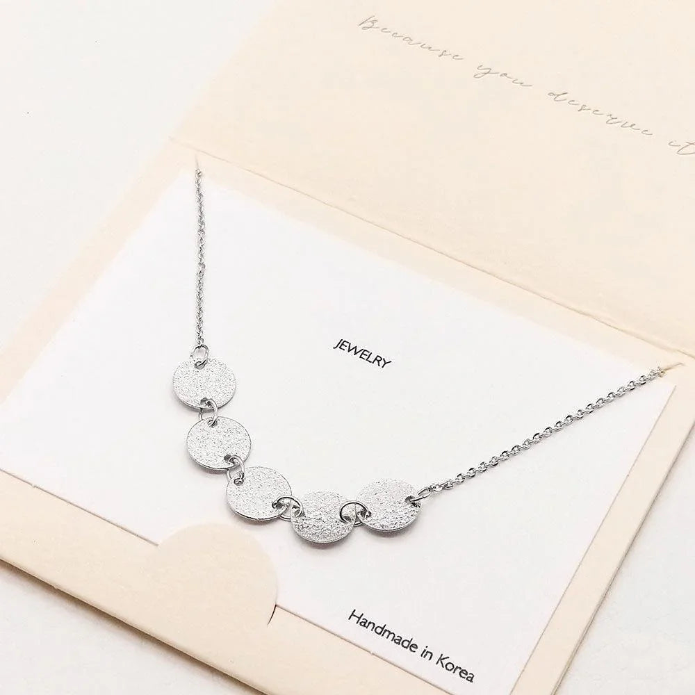 Silver Frosted Metal Disc Link Pendant Necklace - Jewelry Store by Erik Rayo
