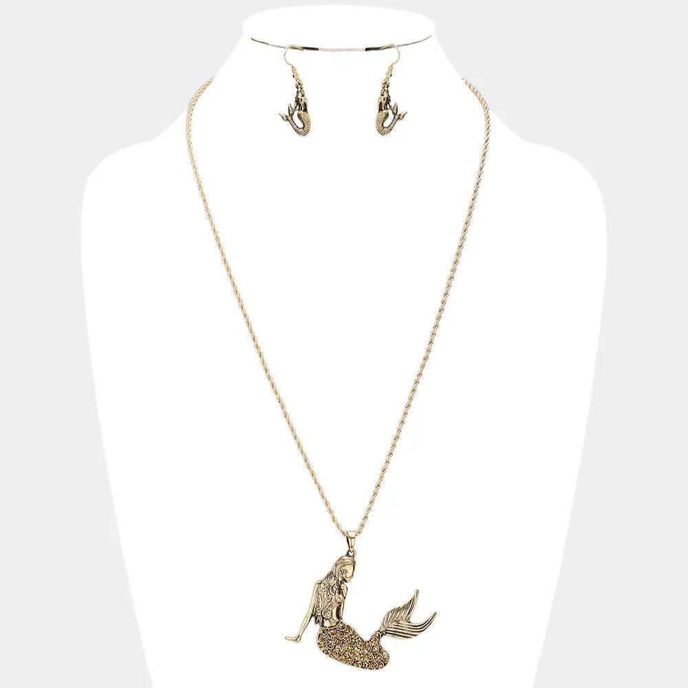 Gold Metal Mermaid Pendant Necklace - Jewelry Store by Erik Rayo