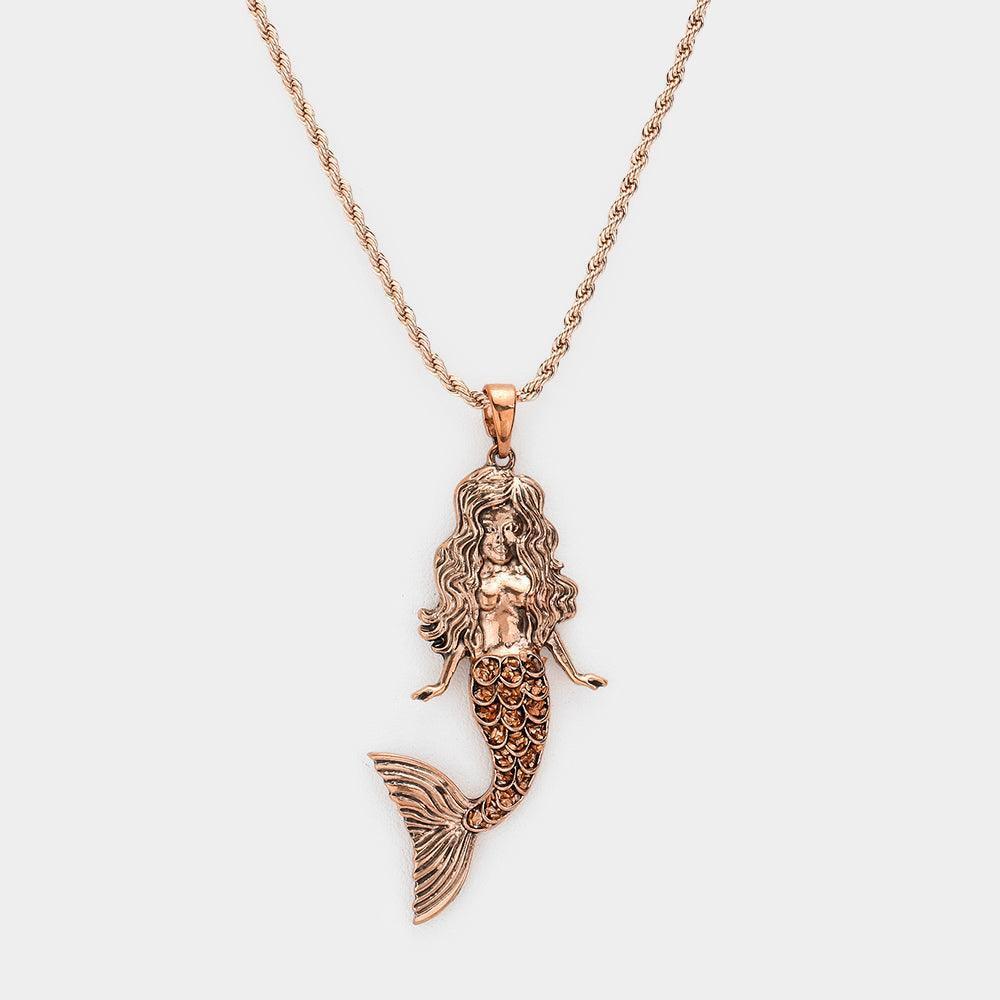 Rose Gold Metal Mermaid Pendant Necklace - Jewelry Store by Erik Rayo