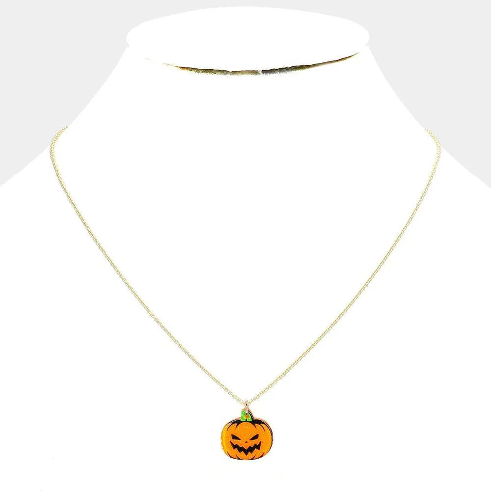 Orange Resin Pumpkin Pendant Necklace - Jewelry Store by Erik Rayo