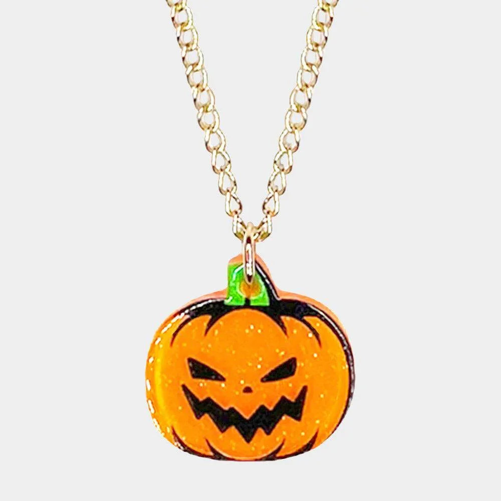 Orange Resin Pumpkin Pendant Necklace - Jewelry Store by Erik Rayo