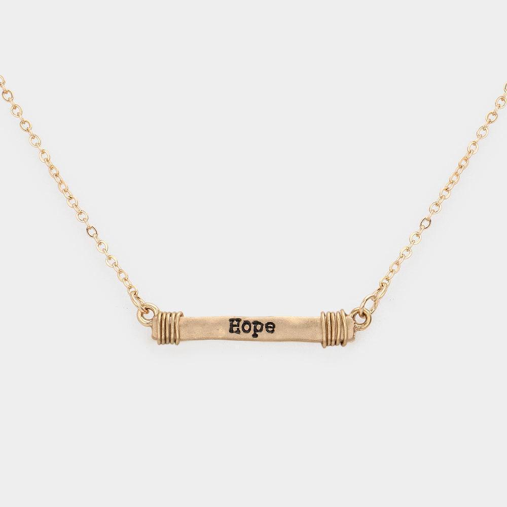 Gold "Hope" Irregular Horizontal Metal Bar Pendant Necklace - Jewelry Store by Erik Rayo