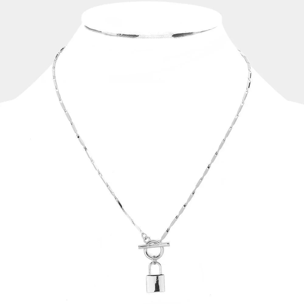 Metal Lock Pendant Toggle Necklace - Jewelry Store by Erik Rayo